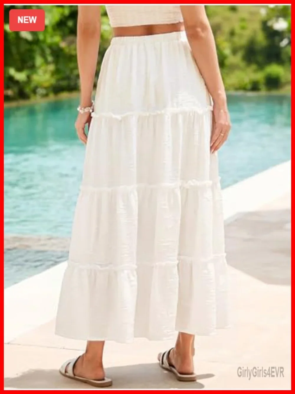Women's Floral Maxi Skirt Boho A-Line High Waisted Tiered Flowy Summer